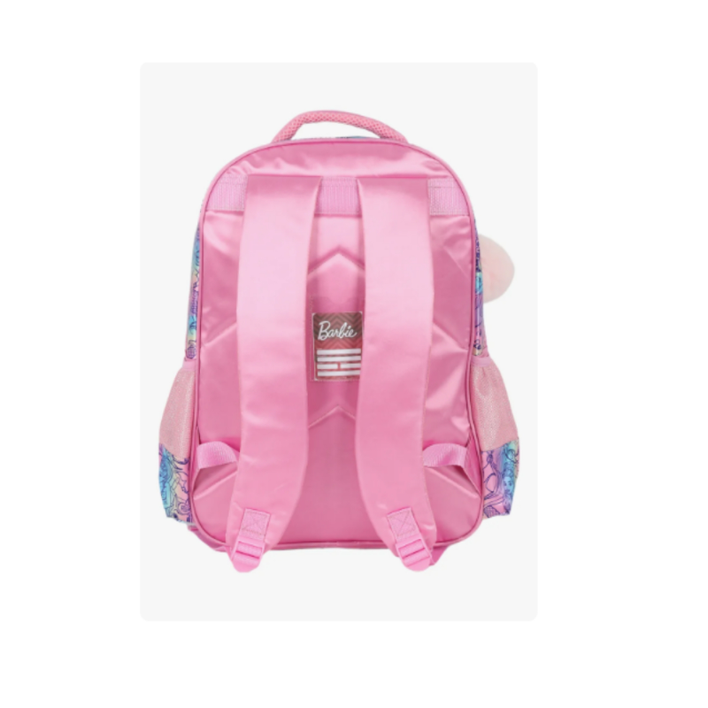 Mochila Escolar Alça Barbie Fada Holográfico Rosa